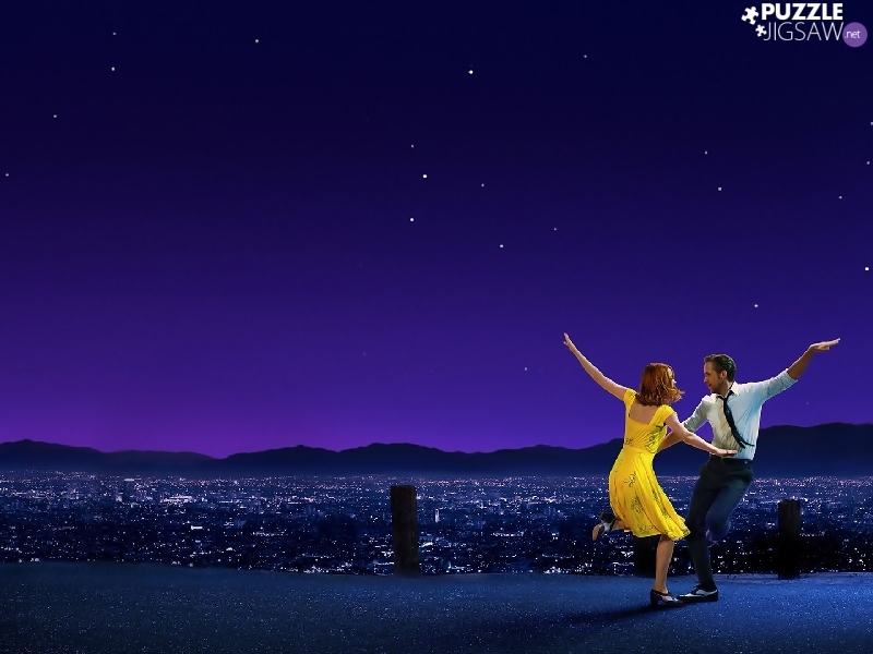 Emma Stone, movie, dance, City at Night, Ryan Gosling, La La Land