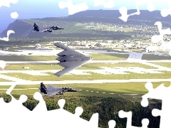 B-2 Spirit, airport, F-16, bomber, fighter