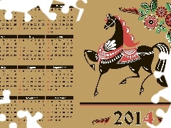 Horse, Calendar, 2014 Year