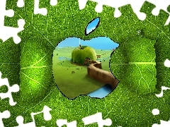 green ones, Apple, 3D, logo