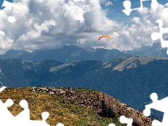 On a Desert, Mountains, clouds