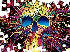 abstraction, skull, colors