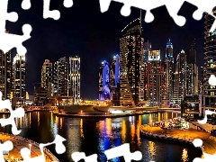 Abu Dhabi, night, clouds, fragment, skyscrapers