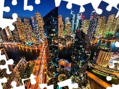 Dubaj, skyscraper, Aerial View, Night