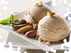 dessert, nuts, almonds, ice cream