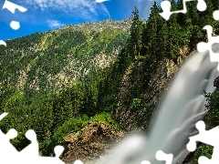 Alps, Austria, woods, Mountains, waterfall