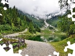 Alps, Austria, lake, Mountains, Way