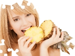 ananas, smiling, girl