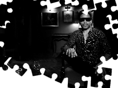 Lenny Kravitz, Glasses, Black and white, glass