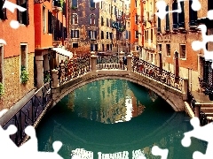 Venice, canal, apartment house, bridges