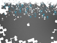 Apple, flakes, snow