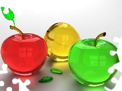 apples, glass, Fruits