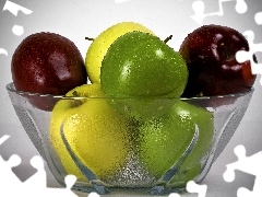 Glass, color, apples, bowl