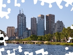 Melbourne, bridge, architecture, water