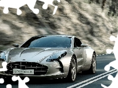 Street, silver, Aston Martin One-77