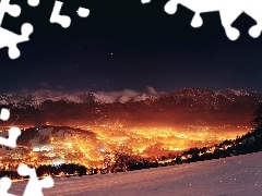 Poland, Tatry Mountains, City at Night, Zakopane