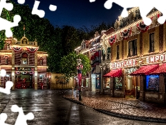 Houses, California, HDR, Anaheim, City ​​at Night, Disneyland, USA, Project