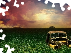 Automobile, Retro, sun, cereals, west