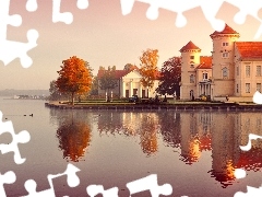 autumn, Germany, structures, ducks, River
