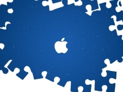 Apple, Blue, background, logo