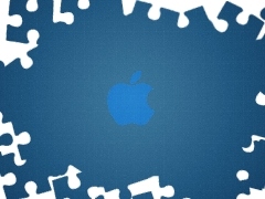 Apple, Blue, background, logo