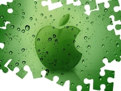 background, dew, Apple, green ones, logo