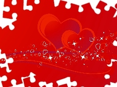 heart, Red, background, Stars