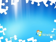 logo, Windows 7, The luminous, background, Blue