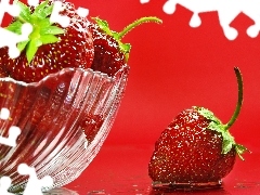background, strawberries, Red