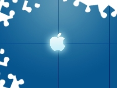 White, Blue, background, Apple