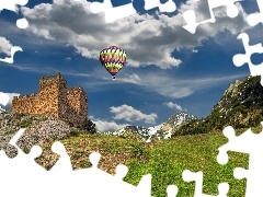 Balloon, rocks, Castle