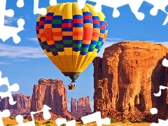 Balloon, canyon, Sky