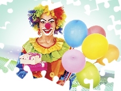 clown, balloons