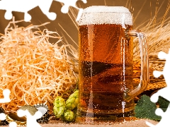 barley, hop, mug, caps, Beer