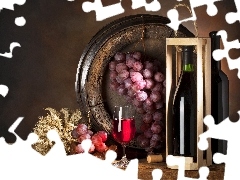 barrel, Wine, grapes