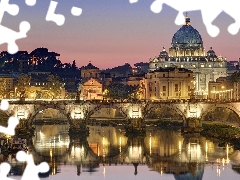 St. Peter, St. angel, Rome, basilica, bridge, Vatican, Italy