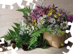 basket, bouquet, flowers