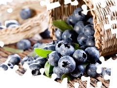 basket, blueberries, wicker