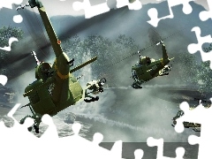 Battle, helicopters, action