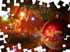 bauble, lighting, composition, christmas tree, Christmas