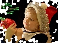 bauble, girl, Santa