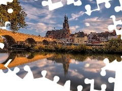 Bavaria, autumn, bridge, chair, River