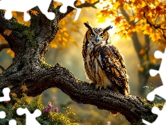 Lod on the beach, Bird, Owl Ear