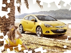 Women, Opel Astra IV GTC, Beaches