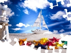 Beaches, Sky, maritime, starfish, Lighthouse, The ship