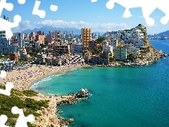 Beaches, sea, Spain, Town, Benidorm