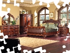 bed, Bedroom, Windows