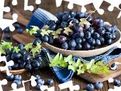 Bench, harvest, Bowls, Leaf, blueberries