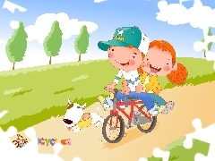 Bike, Kids, dog