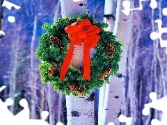 birch, wreath, Christmas